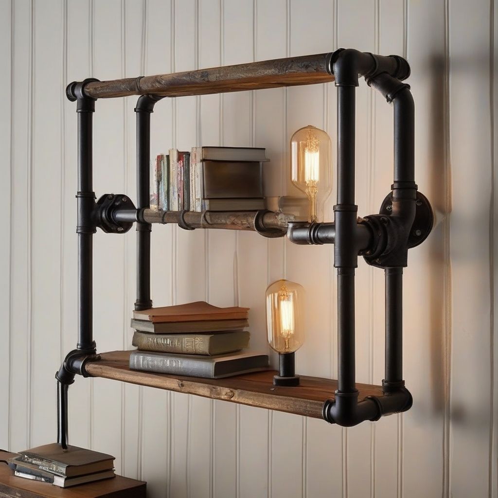 DIY Industrial Pipe Bookshelf Lamp