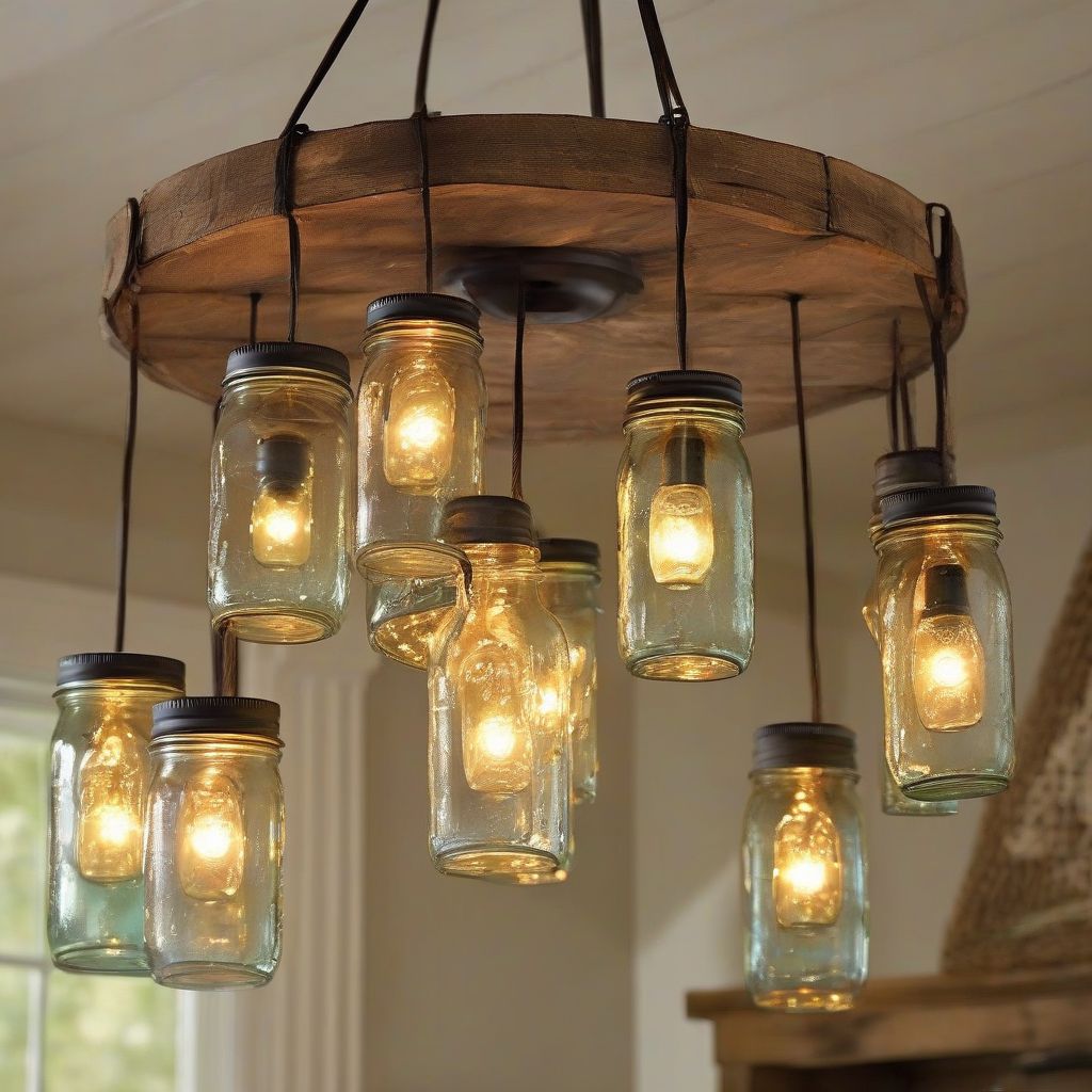 Rustic Mason Jar Chandelier