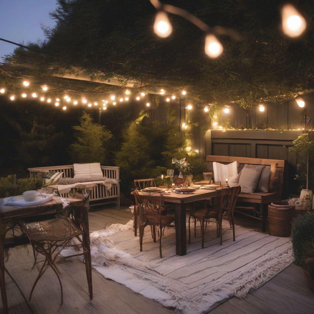 Outdoor Dining Area with String Lights